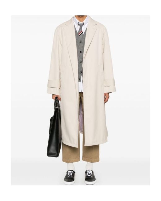 Thom Browne White Waterproof Trench Coat for men