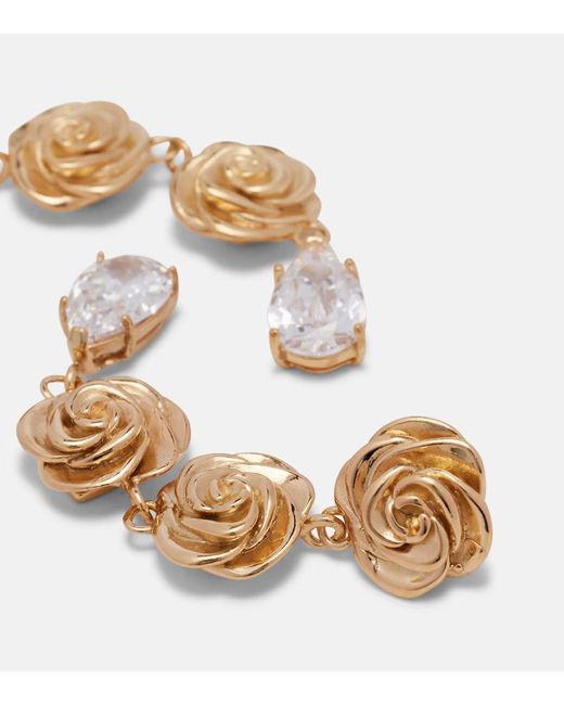 Magda Butrym White Crystal-Embellished-Plated Drop Earrings