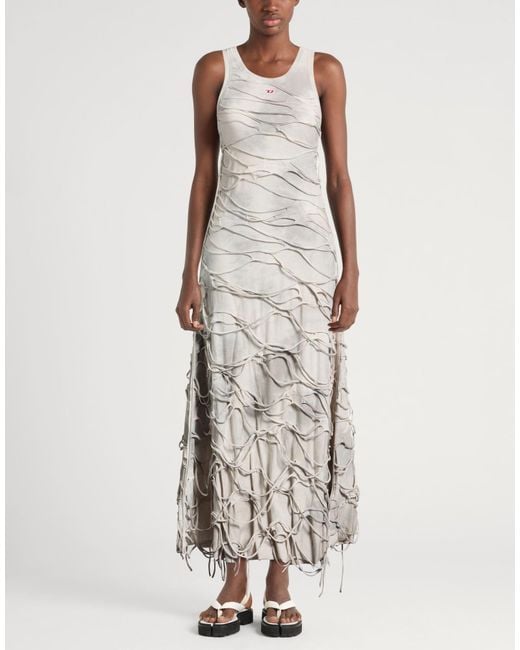 DIESEL White Minimalist Versatile Sleeveless Crew Neck Printed Dress
