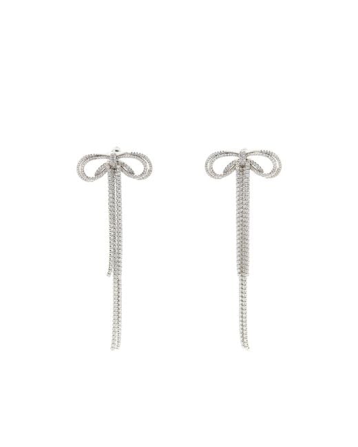 Self-Portrait White Double Crystal Bow Earrings