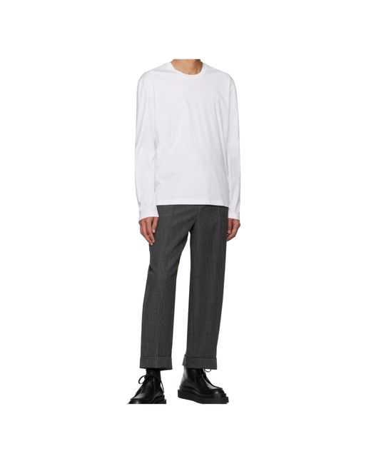 Jil Sander White Ogo Flag Long Sleeve T-Shirt for men