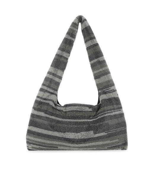 Kara Gray Armpit Embellished Mesh Tote Bag