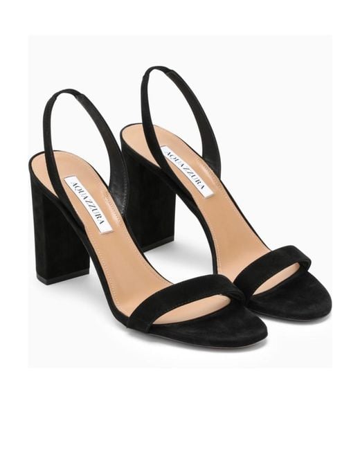 Aquazzura Black So Nude Block Sandals