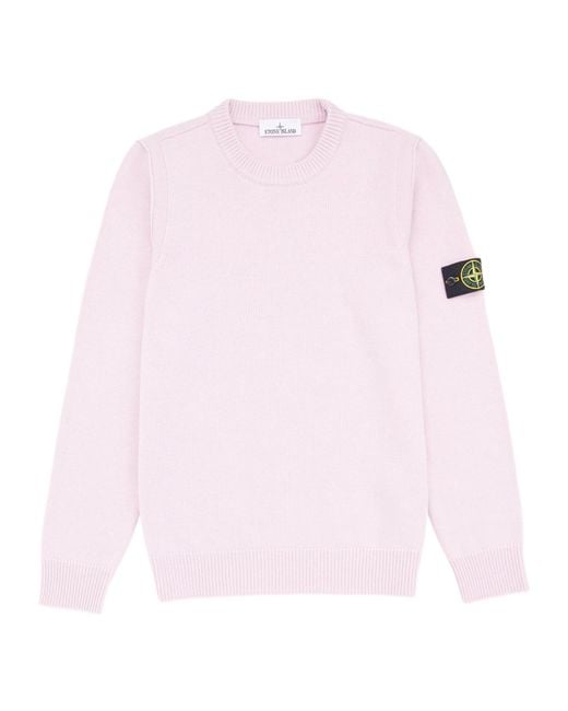 Stone Island Pink Logo Patch Crewneck Jumper for men
