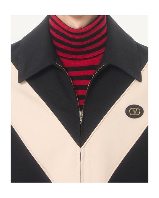 Valentino Black Logo Patch Zip-Up Overshirt for men
