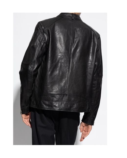 AllSaints Black Classic Biker Jacket for men