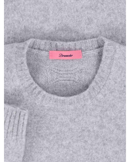 Drumohr Gray Lambswool Crew-Neck Sweater for men
