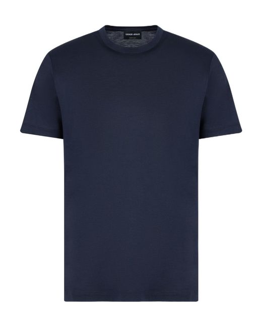Giorgio Armani Blue Crew-Neck Short-Sleeve T-Shirt for men