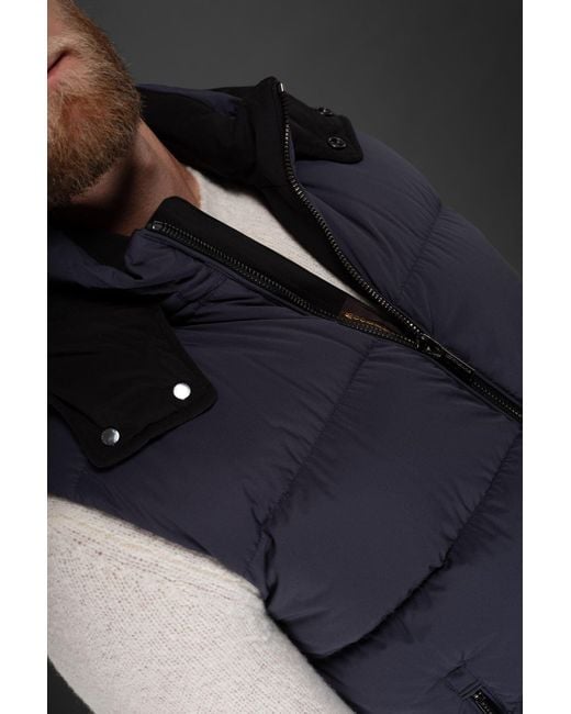 Moorer Blue High-Neck Padded Gilet for men