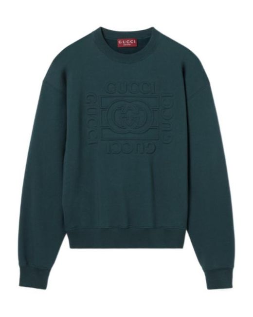 Gucci Green Brushed Cotton Jersey Sweatshirt for men