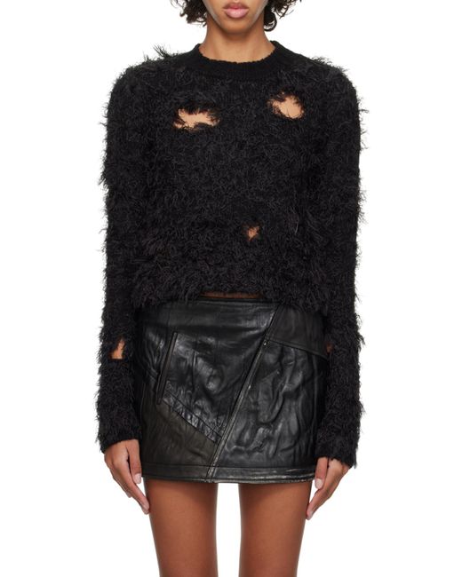 Acne Black Cut-Out Detailed Crewneck Jumper