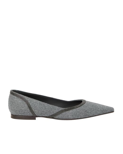 Brunello Cucinelli Gray Flannel Ballet Flats