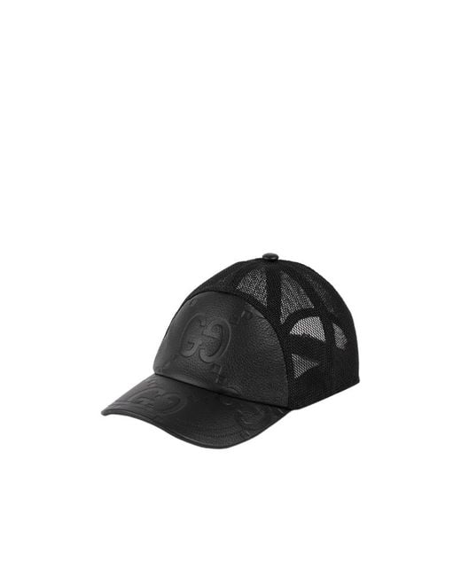 Gucci Black Jumbo Gg Leather Baseball Cap for men