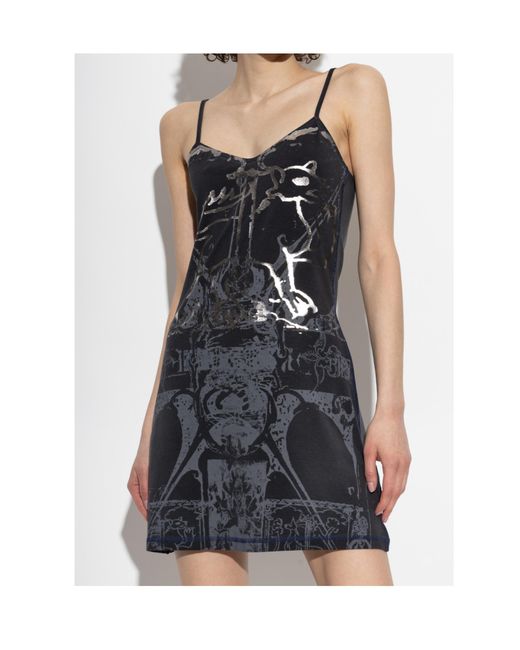 DIESEL Black D-Longy Metallic-Print Slip Dress