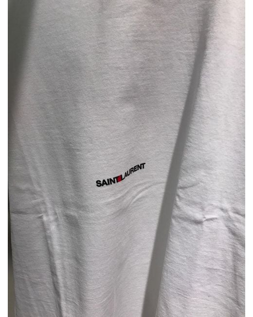 Saint Laurent White Logo-Print Crew-Neck T-Shirt