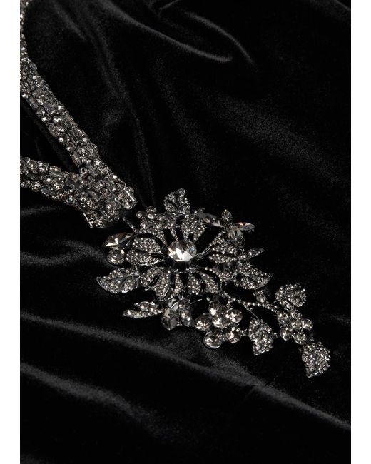 Self-Portrait Black Embellished Velvet Gown