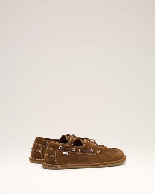 AMI Brown Lace-Up Boat Loafers for men