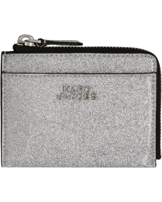 Marc Jacobs Gray The Coated Glitter Everyday Top Zip Wallet