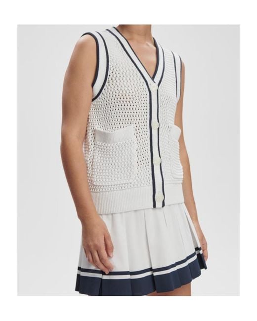 Varley White Sleeveless Knitted Cardigan