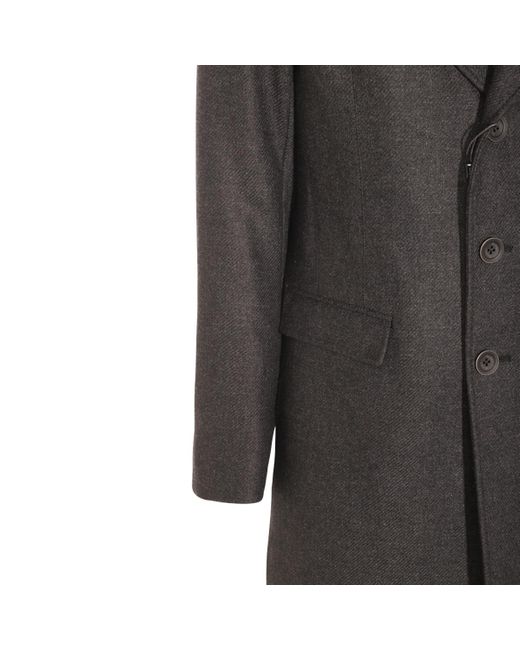 Herno Black Buttoned High Neck Long-Sleeved Coat for men