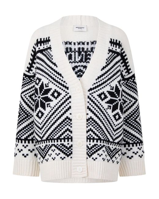 Weekend by Maxmara Black V-Neck Knit Cardigan Decorated