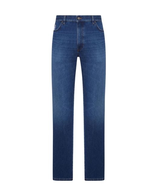 Zegna Blue Patch Straight Jeans for men