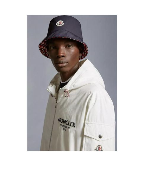Moncler Blue Logo Patch Reversible Bucket Hat for men