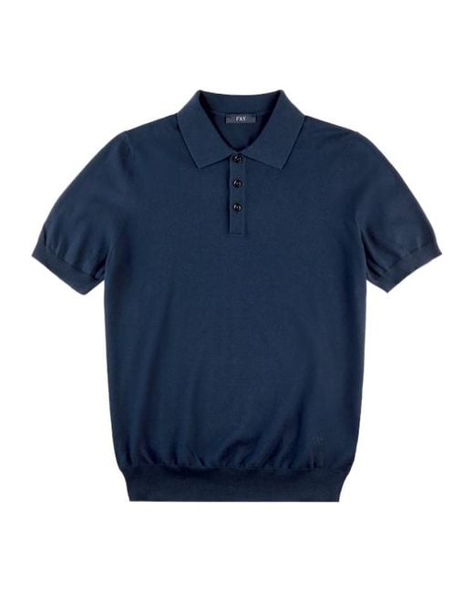 Fay Blue Cotton Polo Shirt for men