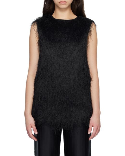 Loulou de Saison Black Yasmin Textured Sleeveless Top