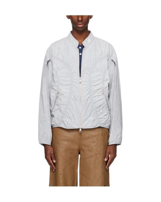Adererror Gray Pleated Pilot Jacket for men