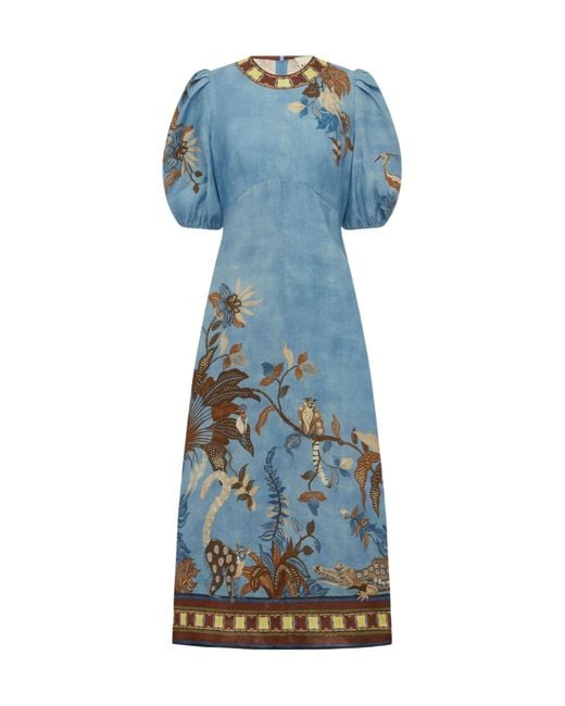 ALÉMAIS Blue Puff-Sleeved Dress