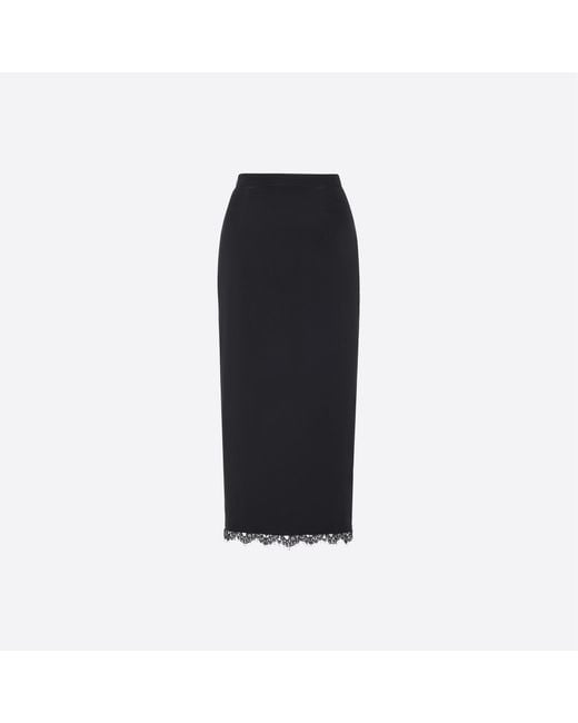 Alessandra Rich Black Lace-Trim Midi Skirt