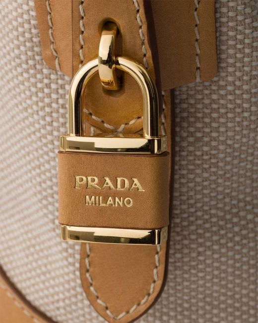 Prada Brown Large Canvas And Leather Tote Bag