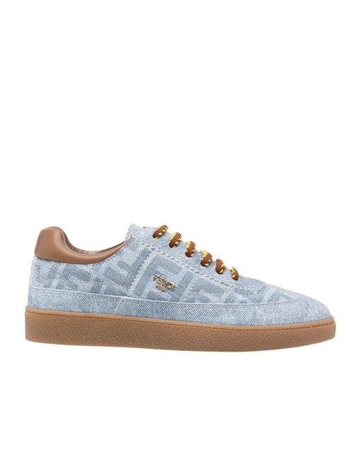 Fendi Blue Round-Toe Sneakers