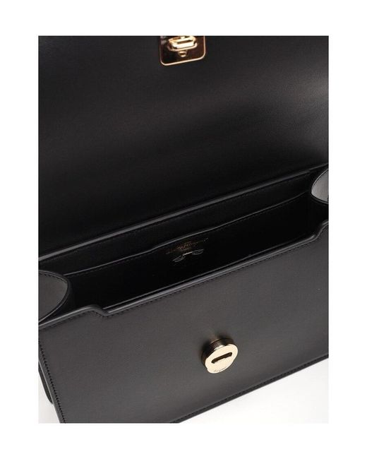 Ferragamo Black Vara Bow Medium Shoulder Bag