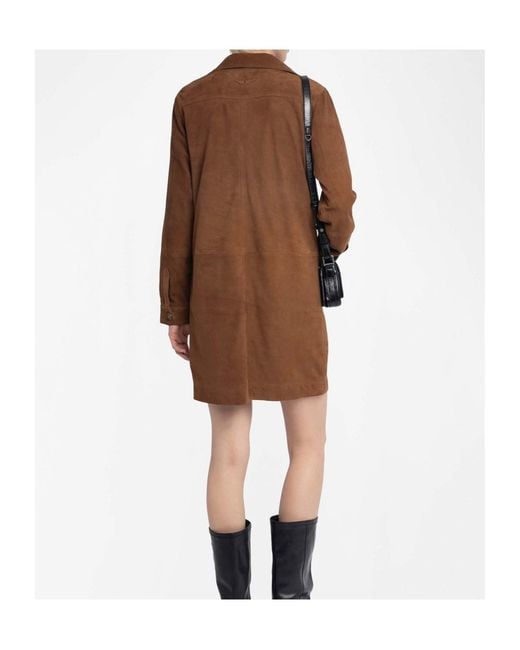 Zadig & Voltaire Brown Remacha Lace-Up Mini Dress