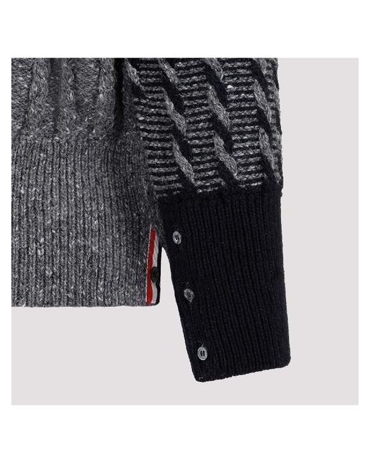 Thom Browne Black 4-Bar Stripe Detailed Cardigan for men