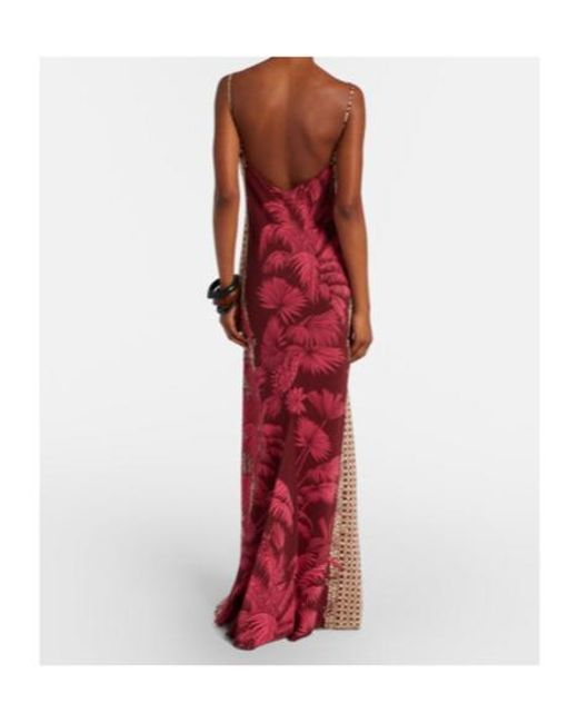 Johanna Ortiz Red Printed Silk Slip Dress