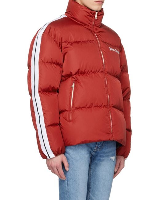 Palm Angels Red Logo-Print Down-Feather Padded Jacket for men