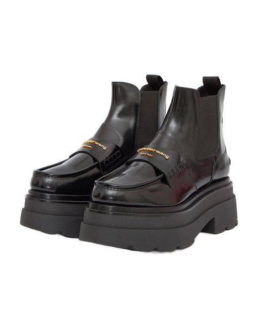 Alexander Wang Black Logo Plaque Slip-On Platform Boots