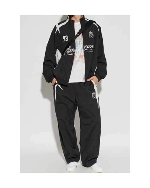 Represent Black Logo Detail Wide Leg Sweatpants for men