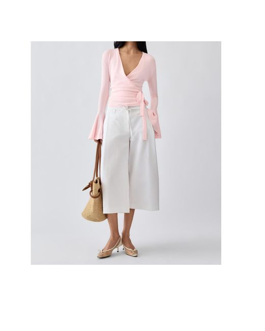Jacquemus Pink The Paysan Long-Sleeve Knit Wrap Top