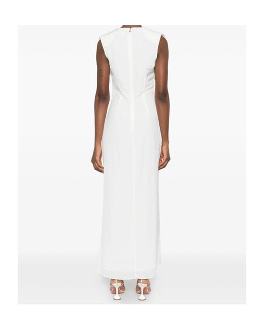 ROTATE BIRGER CHRISTENSEN White Waterfall Draped Maxi Dress