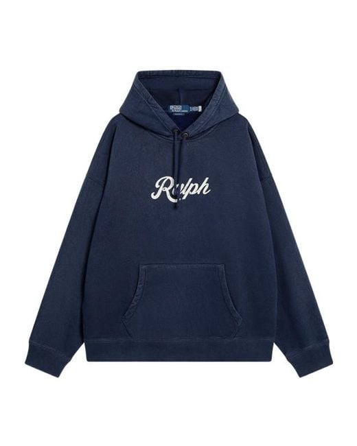Polo Ralph Lauren Blue Logo-Print Drawstring Hoodie for men