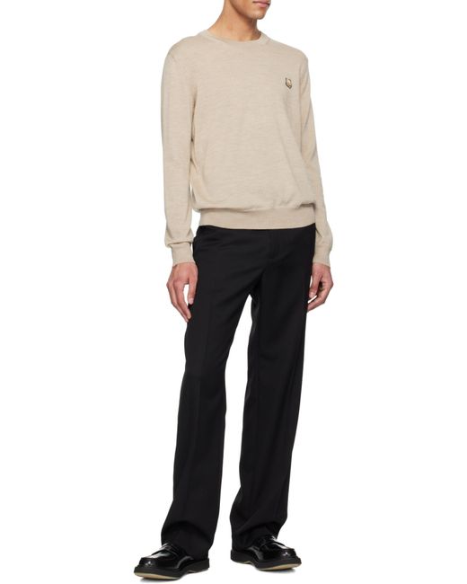 Maison Kitsuné White Maison Kitsun Bold Fox Head Patch Knitted Jumper for men