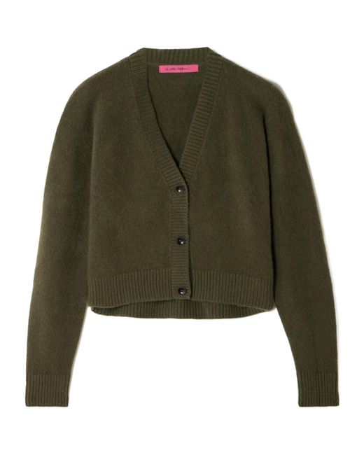 The Elder Statesman Green Cashmere Cropped Cardigan