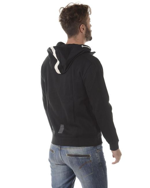 EA7 Black Logo Zipper Casual Jacket for men