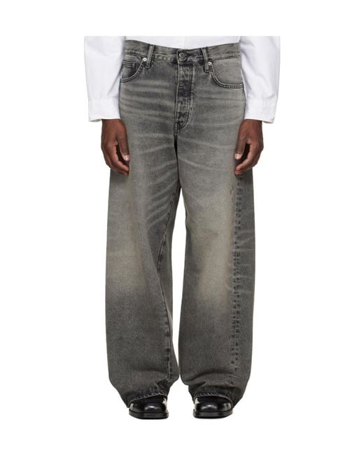sunflower Gray Super Wide Twist Belt Loop Jeans for men