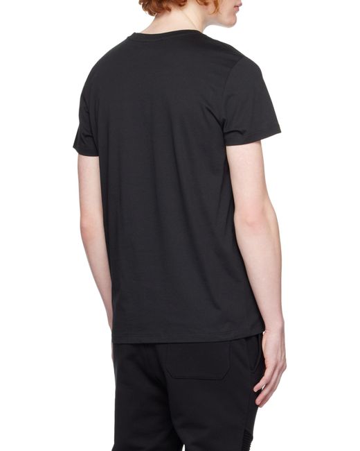 Balmain Black Flocked Logo Crewneck T-Shirt for men