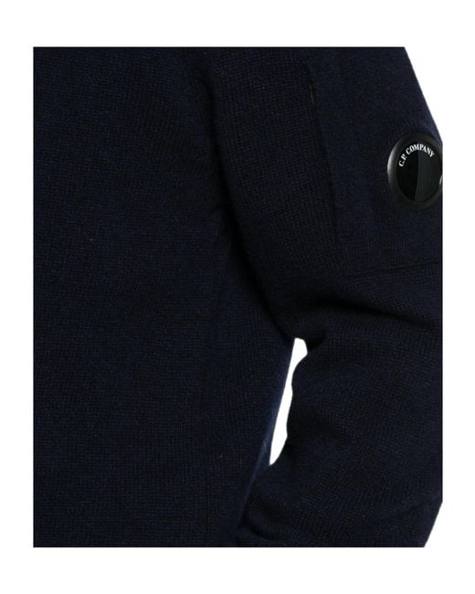 C P Company Blue Lens-Detail Wool Sweater for men